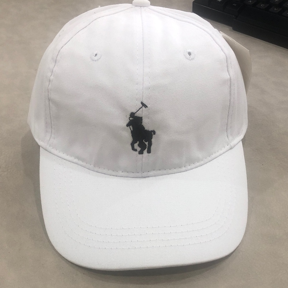 Polo by Ralph Lauren White Cap with Black Embroidery